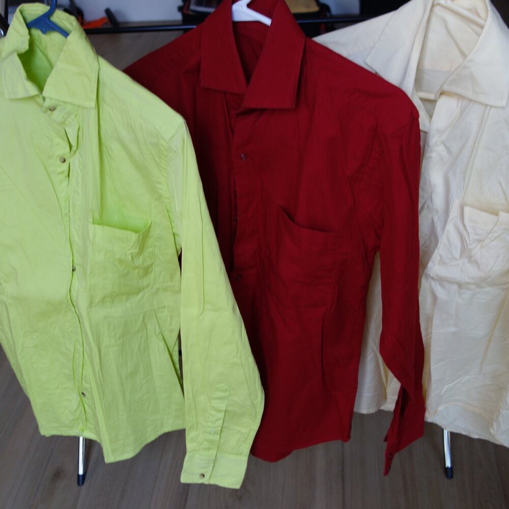 Tailored Stitched 3 Men's Shirt Size Small Green, Red and Yellow